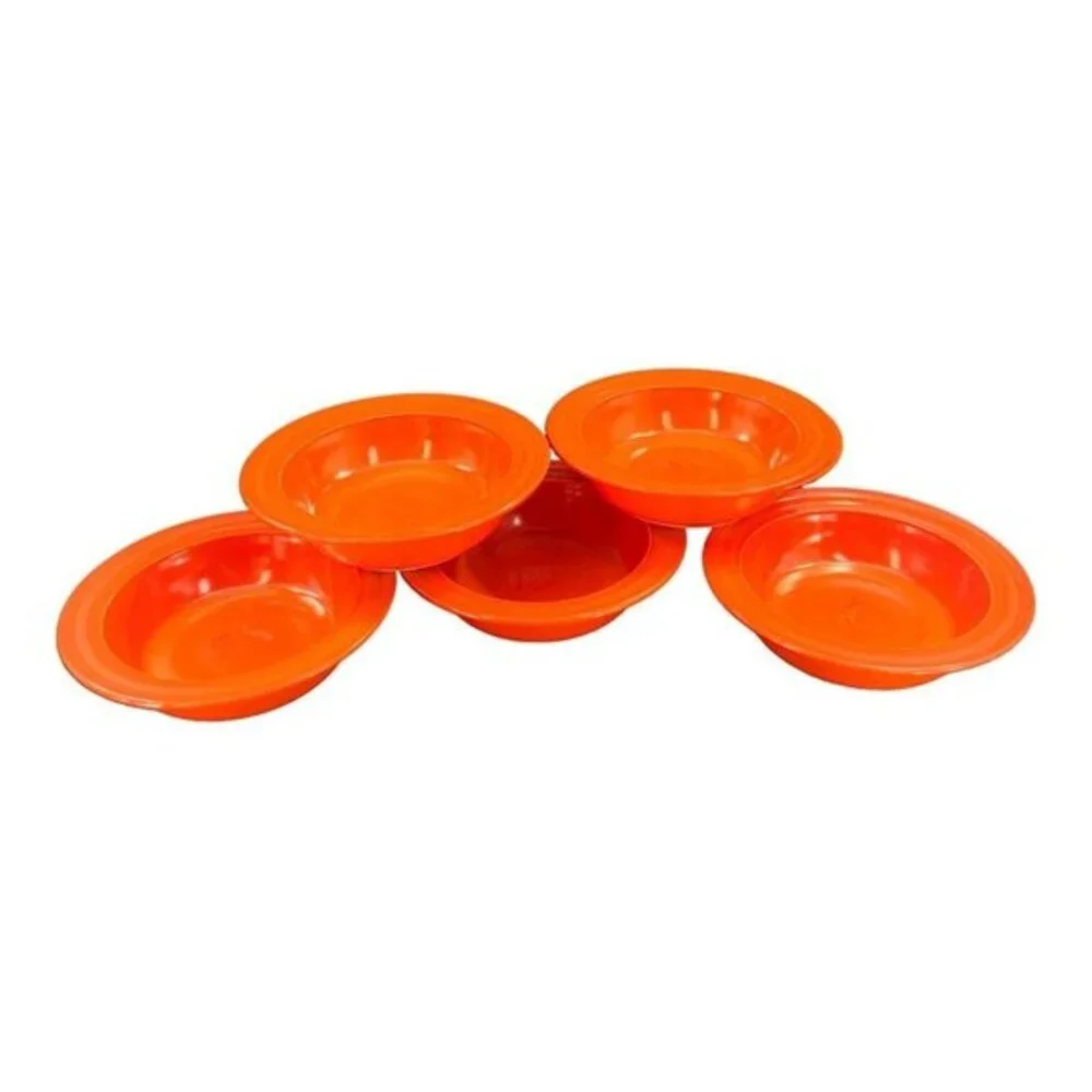 1960s Red Glass Dish Bowl Set 6 Kitchenware Painted Bowls Dishes Unmarked VTG‎
